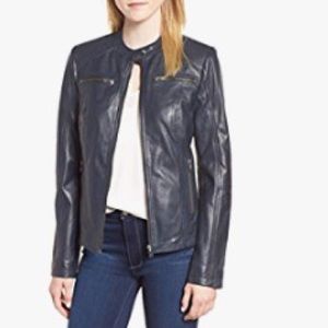 Genuine Leather Navy Blue Jacket